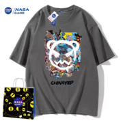 NASA GAME官网联名款新品2023纯棉短袖t恤男女潮牌上衣情侣装T恤