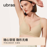 ubras 简洁光面丰盈背勾文胸女大胸显小显瘦舒适承托无痕胸罩女 黑色 C75