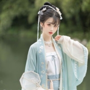 池夏夏:幽若 宋制长干寺长衫飞机袖长衫三襇裙原创改良汉服女夏