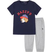 哈吉斯（HAZZYS）品牌童装男童纯色短袖裤子夏季新品中大童短袖套装 深藏蓝 155cm