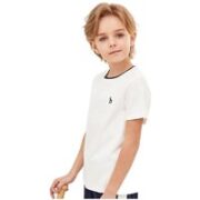 HAZZYS 哈吉斯 男童短袖圆领衫 本白 110cm