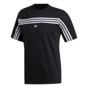 adidas阿迪达斯官方三叶草男春三条纹纯棉运动圆领短袖T恤FM1535 黑色/白 M(参考身高:179~185CM)