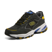 斯凯奇（Skechers）男鞋休闲鞋 运动户外复古拼接厚底增高老爹鞋 237145 黑色/黄色/BKYL 41