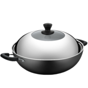 炊大皇（COOKER KING）铁锅炒锅加大尺寸双耳传统铁锅无涂层生铁锅大勺 炒锅燃气灶电磁炉通用 40cm双耳C40D2(适用于9-10人）