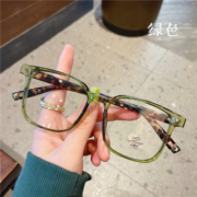 Erilles日韩版绿色眼镜女小绿眼镜TR90素颜大脸有度数学生显瘦眼镜男黑色 绿色框 161升级防蓝光