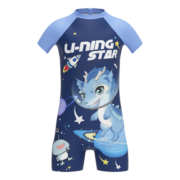 李宁 LI-NING 儿童泳衣男 童趣卡通印花连体冲浪服 时尚舒适透气游泳温泉泳装LNYT906-1 蓝色 140