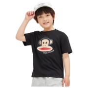 大嘴猴（paul frank）童装儿童短袖T恤2023夏季时尚百搭休闲印花潮流多色男女童上衣 黑色 160