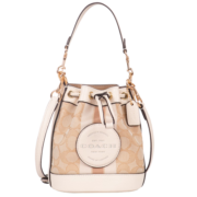 蔻驰（COACH）奢侈品 女士织物配皮手提单肩包卡其白色C8322【品牌授权直供】