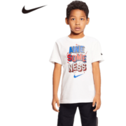 Nike 耐克小童装男童纯棉短袖T恤夏季儿童针织休闲上衣 纯白色 110S(4T)