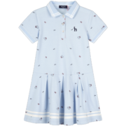 哈吉斯（HAZZYS）品牌童装女童Polo裙夏季新款女童儿童翻领短袖Polo连衣裙中大童 冰晶蓝 155