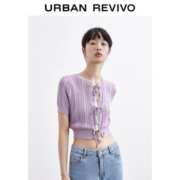 UR青女装洋气绑带短袖休闲针织外套YL19R9DN2000