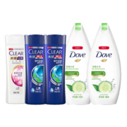 京喜特价、概率券：清扬洗发水100g*3瓶+多芬沐浴露190ml*2瓶