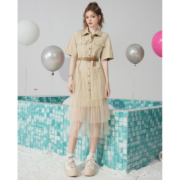 【送腰带】妖精的口袋衬衫连衣裙女2023夏季新款工装修身显瘦裙子