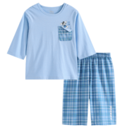 迪士尼（Disney）童装女童夏装针织甜美睡衣套装儿童时尚家居服2023夏季新款 海天蓝 130