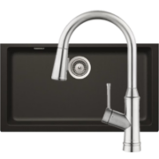 汉斯格雅（Hansgrohe） 厨房龙头水槽石槽龙头套组大单槽水槽 琉光黑石槽+国产抽拉龙头