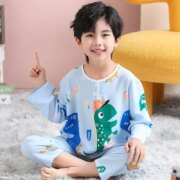 颜喆芷 夏季儿童长袖/短袖绵绸睡衣家居服套装（80~175码）多花色