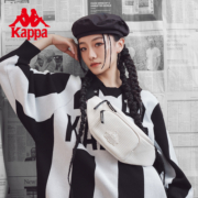 Kappa卡帕 23年新款正品ins胸包女学生休闲单肩包白色条绒斜挎包