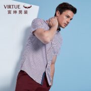 Virtue 富绅 男士纯棉格子衬衫 CF102516