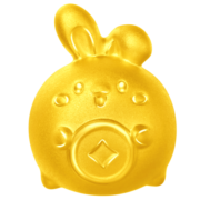 周大福 珠宝首饰 有钱兔 兔年生肖可爱钱币兔 足金定价黄金吊坠 EOR752 ￥1380