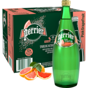 巴黎水（Perrier ） 法国原装进口 西柚味气泡水矿泉水 750ml*12瓶