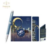 PARKER 派克 钢笔礼盒 IM冰河蓝白夹墨水笔+以梦为马钢笔礼盒