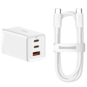 倍思65W氮化镓充电器套装 兼容PD45W/20W多口Type-C快充头 适用苹果14华为小米macbook联想笔记本 白