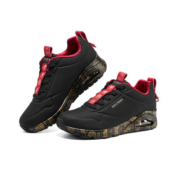 Skechers2023新年系列新款男女情侣气垫运动舒适休闲鞋896164/894185 女黑色/红色/BKRD 36