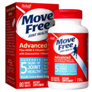 Move Free益节 氨糖软骨素蓝瓶80粒 维生素D3 美国进口维骨力含MSM 氨基葡萄糖 成人中老年人骨质疏松骨维力