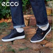 爱步（ECCO）简约休闲鞋男平底耐磨板鞋 柔酷7号430004 黑色43000401001 39