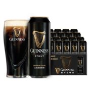 爱尔兰酿造 GUINNESS 健力士 Stout司陶特 醇黑啤酒 440mL*48听 赠啤酒杯+三宝乐500mL*12听