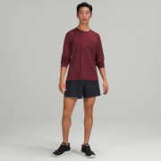 lululemon 丨Fast and Free 男士运动长袖 T 恤 LM3CQES 铬迷彩酒黑醋栗 M/8