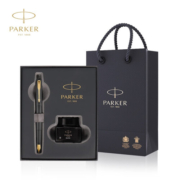 派克（PARKER）钢笔 签字笔 商务办公送礼 男女生日礼物 学生练字 威雅XL经典黑金夹墨水笔+深灰迷你墨水礼盒