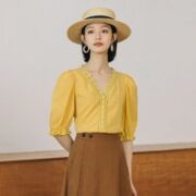 INMAN 茵曼 女士花边拼接衬衫 181AL24213