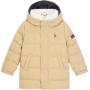 哈吉斯（HAZZYS）品牌童装男童羽绒服冬新品儿童羽绒服中长款时尚保暖中大童羽绒服 浅卡其 105