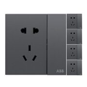 ABB 盈致系列 五孔插座带开关 灰色 五只装