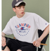CHAMPION 冠军 印花LOGO透气百搭男女休闲圆领短袖T恤上衣运动