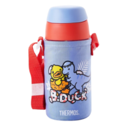 膳魔师THERMOS 夏季儿童Tritan时尚运动吸管大容量塑料水杯 B.DUCK小黄鸭联名款 恐龙系列  420ml 红蓝色
