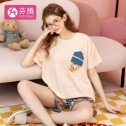 芬腾 睡衣女家居服套装 燕麦