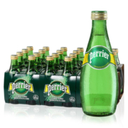 perrier 巴黎水 原味含气天然矿泉水气泡水 330ML*24瓶 玻璃瓶