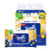 得宝（TEMPO）湿厕纸 洋甘菊植萃精华40片*4包+10片*2包 湿纸巾 湿巾私处 厕纸