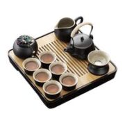 某东京造 黑陶提梁壶茶具套装 12件套