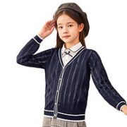 HAZZYS 哈吉斯 女童V领针织开衫