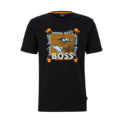 BOSS2023春夏新款棉质平纹针织常规版型短袖T恤男女同款 001-黑色 EU:L