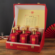 中华老字号，白水杜康 蓝花瓷鸿运当头 52度浓香型白酒500ml*6瓶 皮质礼箱