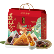 PLUS会员：WU FANG ZHAI 五芳斋 端午节嘉兴粽子咸鸭蛋酱鸭礼盒蛋黄肉粽五芳永瑞1580g 10只粽+50g*4咸蛋*1+300g酱鸭*1