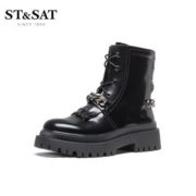 St&Sat/星期六秋冬马丁靴开边珠牛皮厚底朋克风短靴女SS04116681