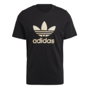 adidas阿迪达斯官方三叶草男居家纯棉运动上衣圆领短袖T恤GN1856 黑色/矾土棕 M