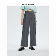 Basic House/百家好直筒西装裤2023夏季新款宽松长裤设计感小众