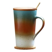 杯子陶瓷马克杯带盖勺茶水杯复古家用咖啡杯创意个性潮流情侣杯