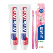 狮王（Lion）美白牙膏套装2+2（WHITE&WHITE葡萄柚小苏打*2+晶彩牙刷两支装）